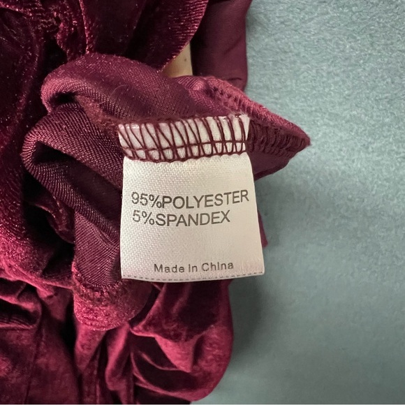 Burgundy/Red Velvet Wrap Dress, Long Sleeve,Knee Length Size Large - Picture 8 of 9